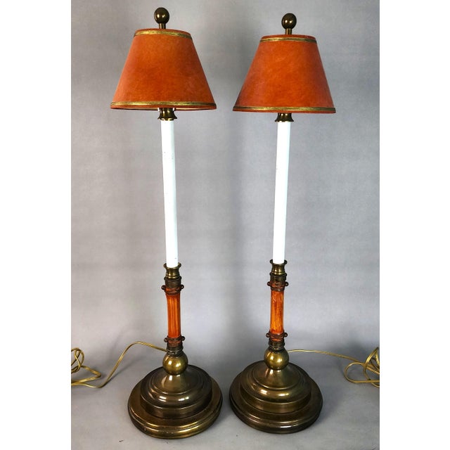 Mid-Century Modern Hart & Associates Table Lamps Brass & Bamboo Vintage Pair For Sale - Image 3 of 15