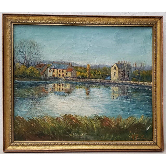 French Normandy Landscape With Houses by Guillaumin C.1948 For Sale - Image 9 of 9