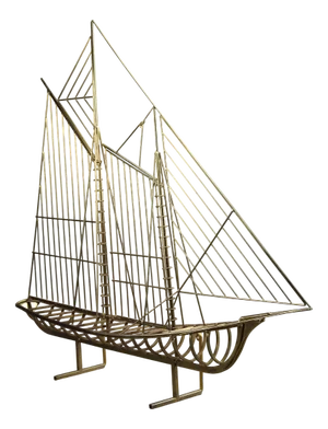 Curtis Jere, Sailboat Sculpture, 1976, Brass