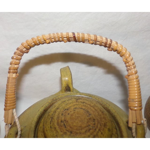 Vintage McMillin Chartreuse Studio Pottery Tea Set Hand Made Hand Thrown Pottery- 8 Pieces For Sale - Image 12 of 13