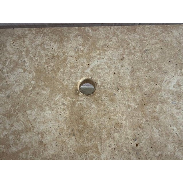 Metal Rustic Console Table With Textured Stone Top and Hand-Forged Iron Base For Sale - Image 7 of 18