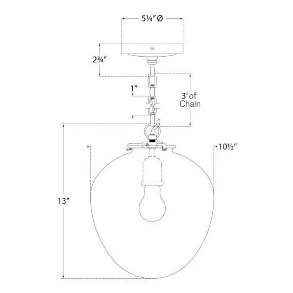 Transitional Thomas O'Brien for Visual Comfort Signature Katie Acorn Pendant in Hand-Rubbed Antique Brass with Seeded Glass For Sale - Image 3 of 3