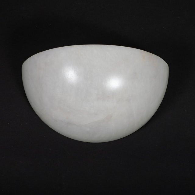 Alabaster Single Art Deco Inspired Spanish Alabaster Sconce For Sale - Image 8 of 10