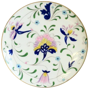 English Blue and White Porcelain Round Jewelry or Trinket Box