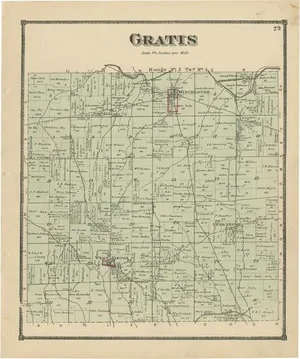 Antique Map of Gratis Ohio by Titus, 1871