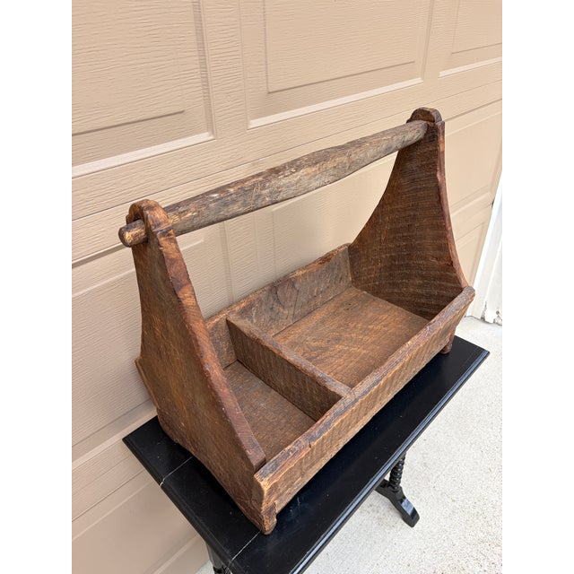 Wood 19th Century Hand Hewn Pine Garden Trug With Original Patina For Sale - Image 7 of 16