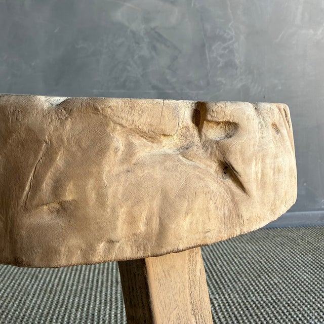 Late 20th Century Vintage Elm Wood Chop Block Table For Sale - Image 5 of 8