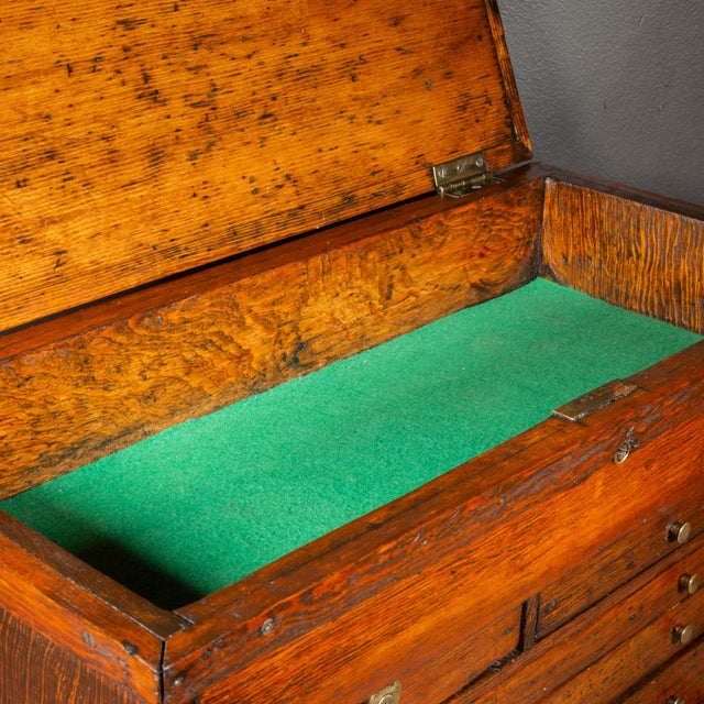Industrial Antique Machinist's Oak Tool Chest c.1920 For Sale - Image 3 of 13