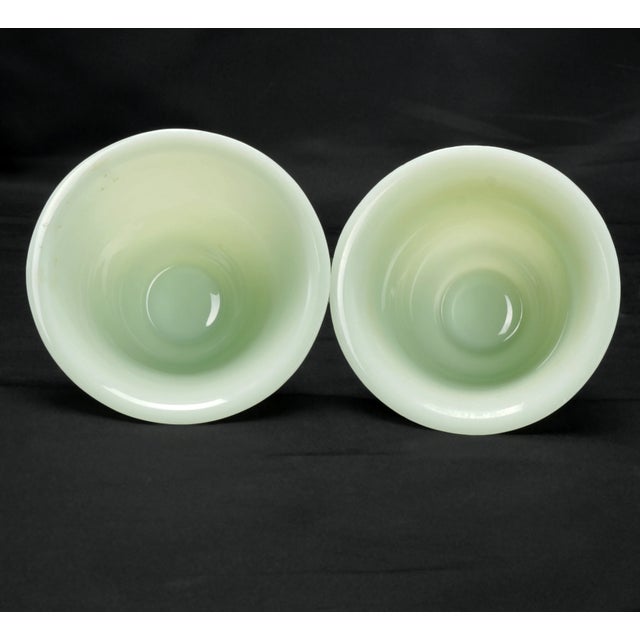 1920s Pair Chinese Peking Glass Wine Cups Jade Color Circa 1920 For Sale - Image 5 of 7