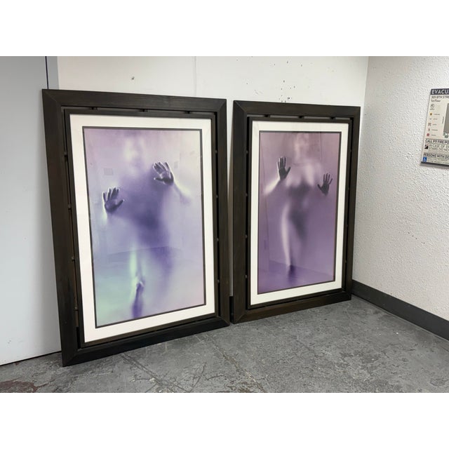 Contemporary Male + Female Blurred Figural Prints, Framed, Pair For Sale - Image 4 of 12