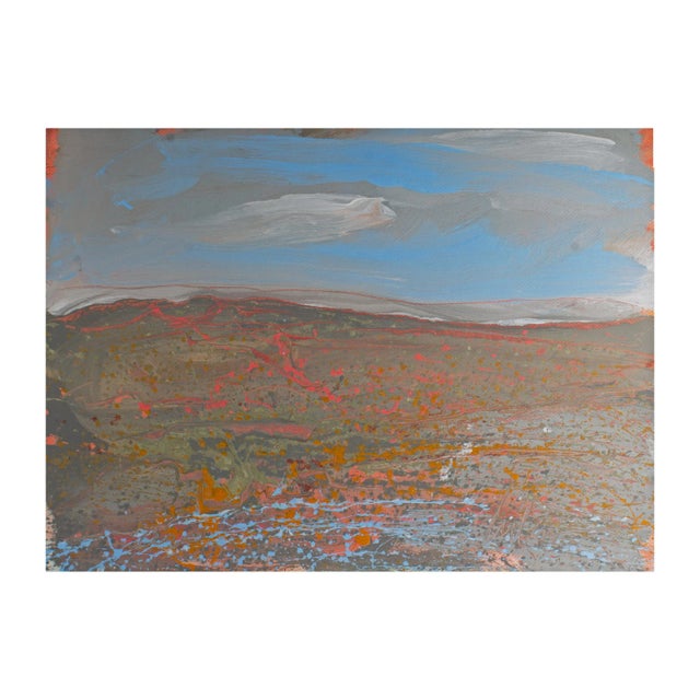 Red Signed 1980s Abstract Landscape Acrylic Painting by Artist Harry Hilson For Sale - Image 8 of 8