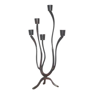 Mid 20th Century Bronze Swerve 5 Arm Candle Holder For Sale