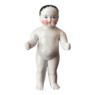 Antique 1820+ German Biedermeier Porcelain Bathing Doll, 8" Tall For Sale