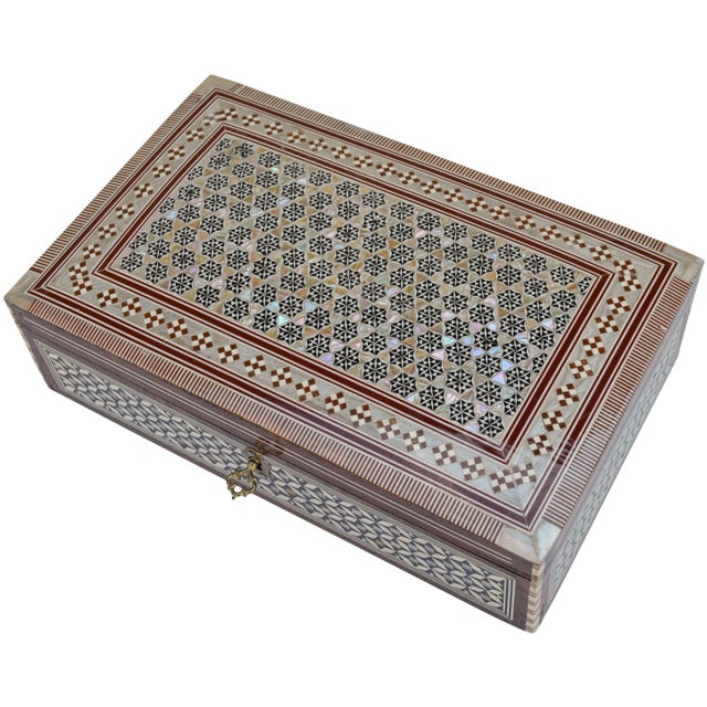 Moorish Mother-Of-Pearl Box W/ Key For Sale - Image 4 of 9