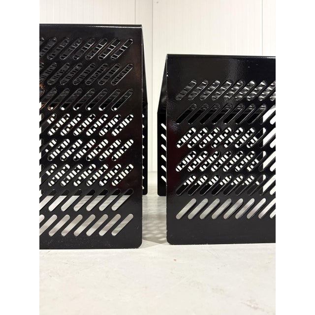 Black Perforated Steel Nesting Tables, Italy, 1980s, Set of 2 For Sale - Image 12 of 16