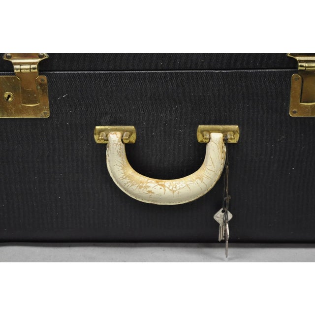 Vintage Art Deco Black & White Hard Case Travel Luggage Suitcase - 2 Pc Set For Sale - Image 13 of 16