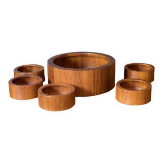 Vintage Danish Teak Salad Bowl Serving Set by Jens H. Quistgaard for Dansk For Sale