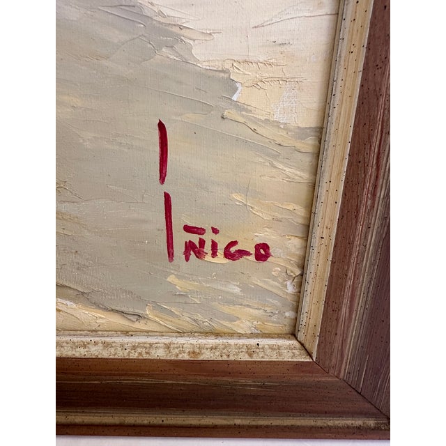 1950s Original Painting of Spanish Town Signed Inigo For Sale - Image 5 of 12
