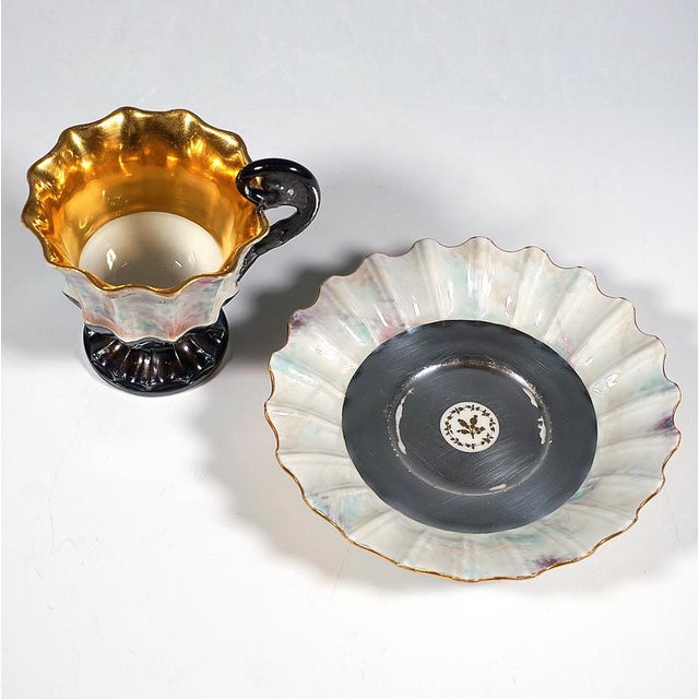 Rococo Viennese Imperial Porcelain Collecting Cup with Silver and Gold, 1824, Set of 2 For Sale - Image 3 of 6