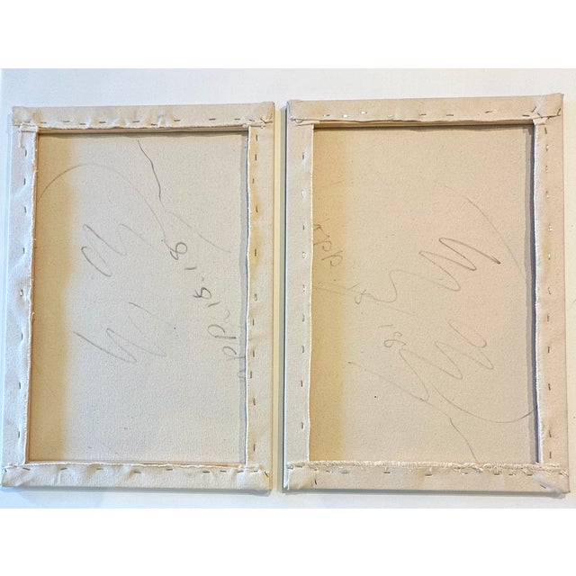 Cerulean Contemporary Abstract Acrylic on Canvas Pair by Wally Hatny For Sale - Image 8 of 8