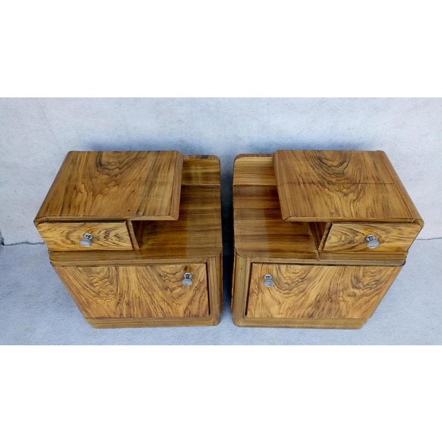 Art Deco Bedside Tables by Jindrich Halabala for Up Závody, 1940s, Set of 2 For Sale - Image 3 of 18