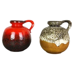Model 484-21 Pottery Fat Lava Vases from Scheurich, Germany, 1970s, Set of 2