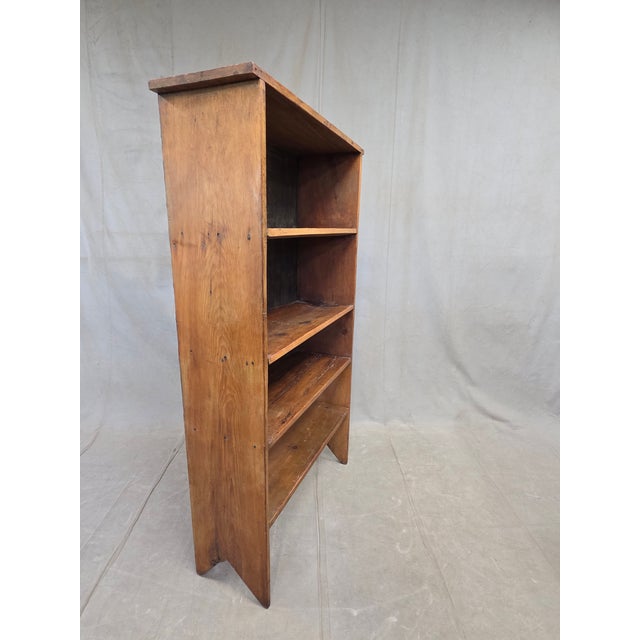 Vintage Rustic Primitive Handmade Pine Bookcase With Metal Backing For Sale - Image 15 of 15