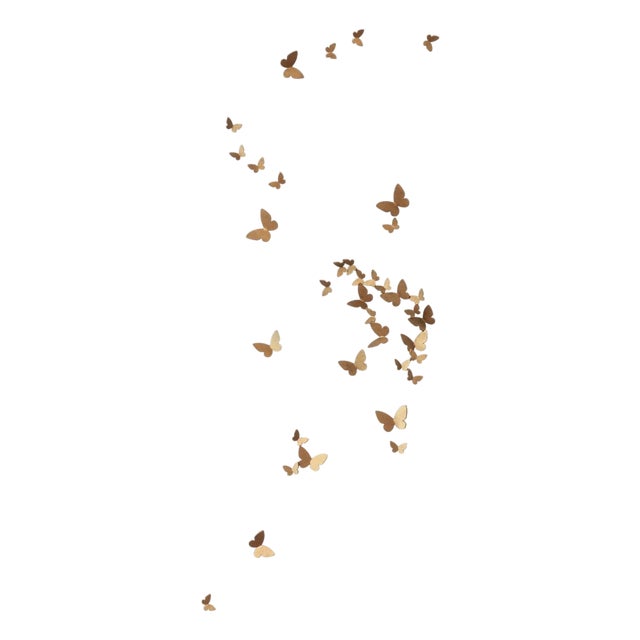 Gold Butterfly Wall Sculpture Vertical Flight Right For Sale