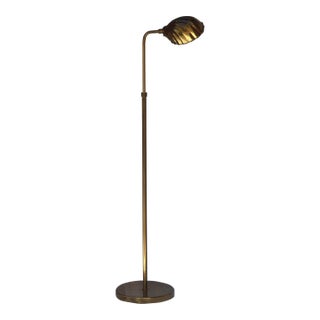 Vintage Brass Clamshell Floor Lamp, in the Style of Frederick Cooper, C. 1970s For Sale