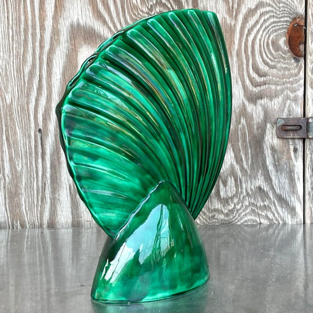 Mid 20th Century Mid 20th Century Vintage Glazed Ceramic Gladiola Vase For Sale - Image 5 of 13