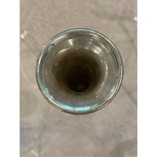 Antique 19th Century Bohemian Hand-Painted Floral Mercury Glass Vase For Sale - Image 4 of 15