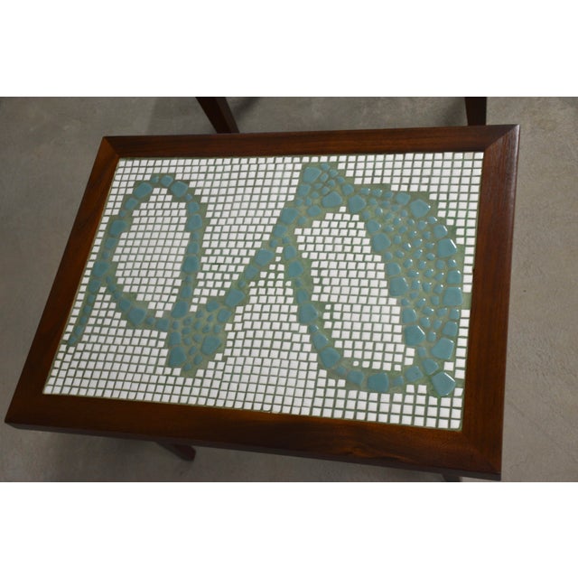 Mid-Century Modern 1960s Walnut & Tile MCM End Tables- A Pair For Sale - Image 3 of 6