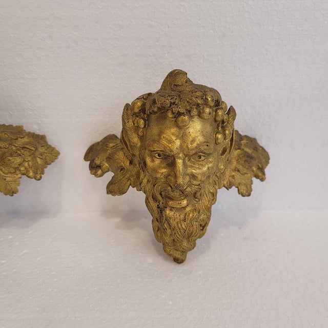 Satyr Masks in Gilt Bronze, 1800s, Set of 2 For Sale - Image 11 of 18