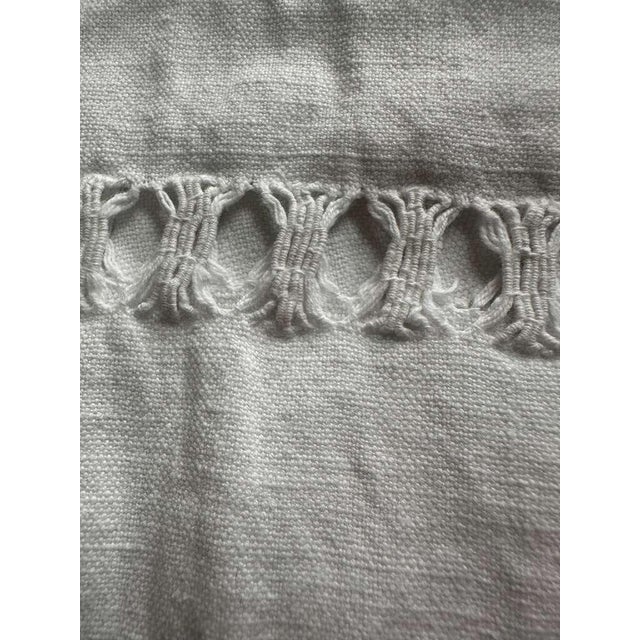 Antique French Heirloom Linen Towel Bm Monogram Drawn Thread Work Hand Knotted Fringe Trousseau Textile Circa 1900 For Sale In Philadelphia - Image 6 of 12