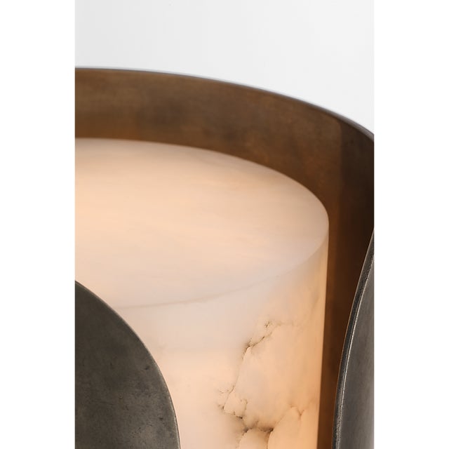 2020s Anne-Marie Barton for Visual Comfort Signature Armise 14" Sconce in Mottled Pewter with Alabaster For Sale - Image 5 of 11