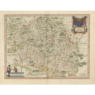 Antique Map of Bourbonnais, Moulins and Vichy from Blaeu, France, 1642 For Sale