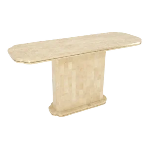 Tessellated Stone Brass Inlay Clove Pattern Ends Sofa Console Table