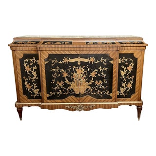 Louis XVI Style Inlaid Server, Buffet or Console, Bronze Mounted, Inlaid For Sale