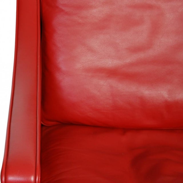 Model 2207 Lounge Chair in Red Leather by Børge Mogensen, 2000s For Sale - Image 6 of 18