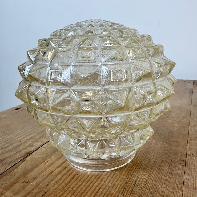 Gold Vintage White Porcelain and Glass Ceiling Light, 1970s For Sale - Image 8 of 13