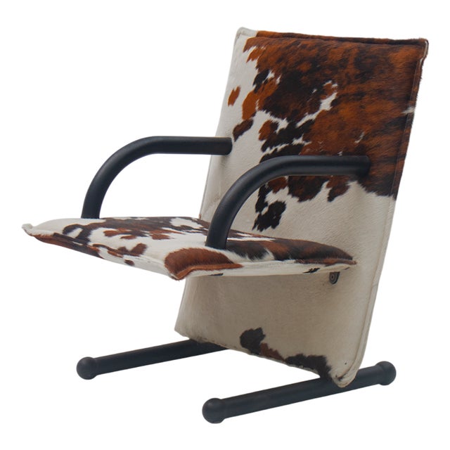 T-Line Armchair in Cowhide by Burkhard Vogtherr for Arflex, 1980s For Sale