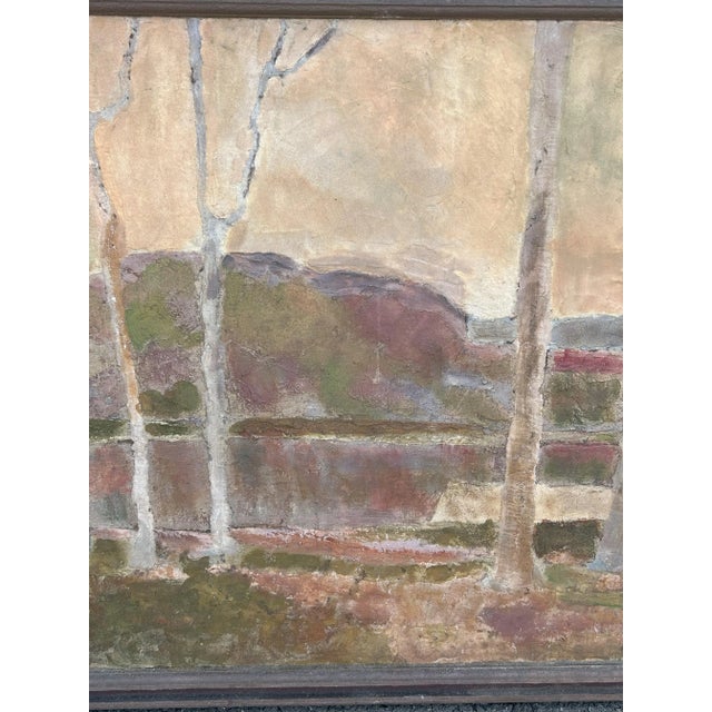 American Olaf Olesen American, Danish Listed Artist Signed 1923 Landscape Painting Mixed Media on Masonite, Framed For Sale - Image 3 of 9