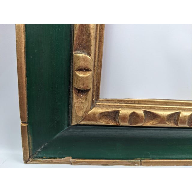 Late 20th Century Vintage Gallerywall Green and Gold Gilt Wood 8 X 10 Picture Frame, Taiwan For Sale - Image 5 of 13