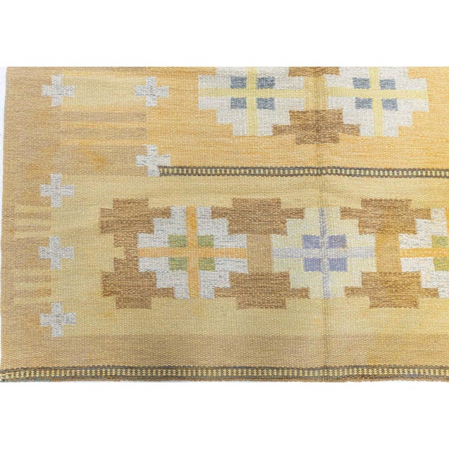 Doris Leslie Blau Midcentury Swedish Yellow Flat-Weave Rug by Ingegerd Silow For Sale - Image 10 of 10
