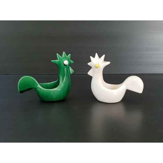 Mid-Century Modern Ceramic Roosters and Hens, 1950s, Set of 2 For Sale - Image 3 of 9