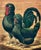 Striking antique chromolithograph by Ludlow depicting a pair of elegant black crested chickens, rendered with exceptional...