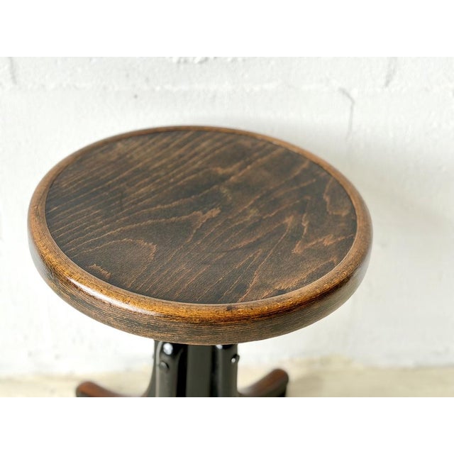 Bentwood Swivel Stool from Fischel, 1930s For Sale - Image 4 of 18