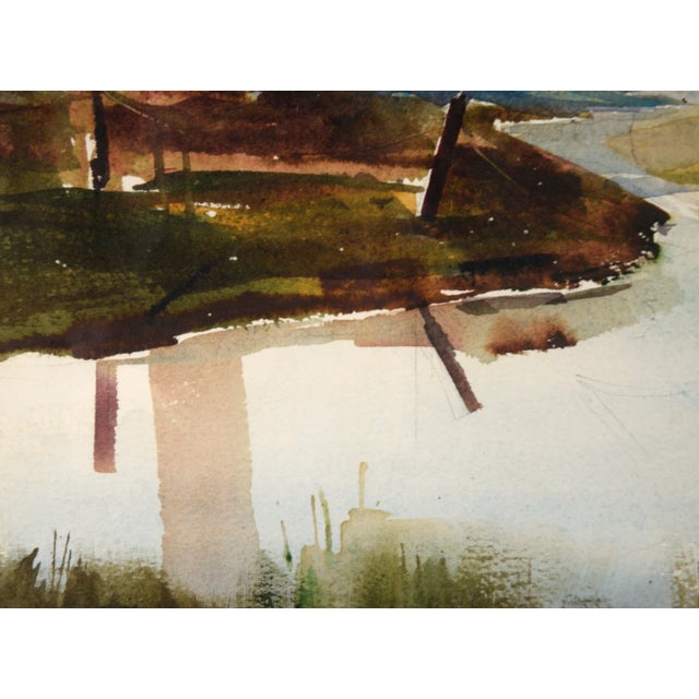Paint 650 the Fishing Shack, Landscape Watercolor by Floyd Town For Sale - Image 7 of 9