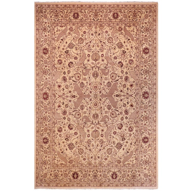 Shabby Chic 1990's Pak-Persian Beige/Red Wool Rug - 9'1'' X 12'0'' For Sale - Image 9 of 9