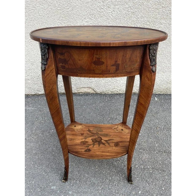 Brown Antique Inlaid Kidney Shaped Table For Sale - Image 8 of 18